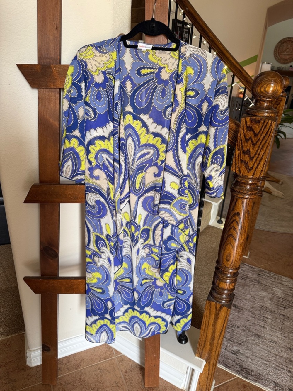 LuLaRoe Women's Swim Coverup in Blue, Yellow, White Floral Print